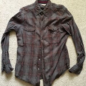 Cowboy Western snap button long sleeve shirt, gray